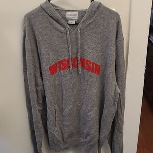 Hillflint Gray Hoodie with Red Wisconsin Logo
